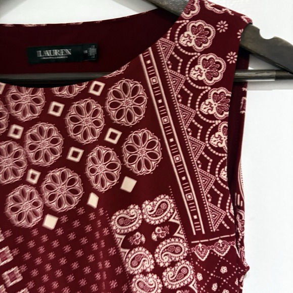 Lauren Ralph Lauren LRL Dress Womens 6 Red Bandana Faux Wrap Jersey Sleeveless - Picture 5 of 12